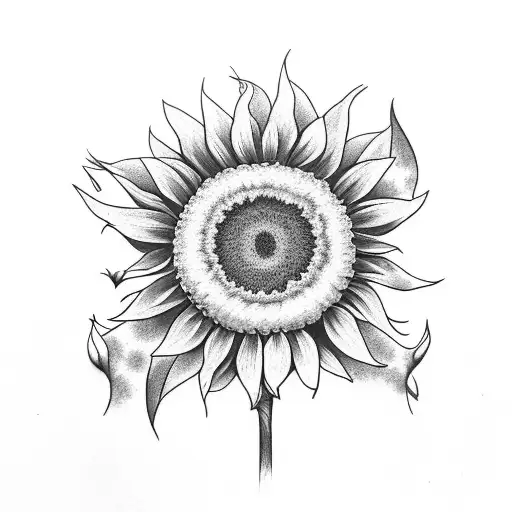 Sunflower Tattoo With Stem
