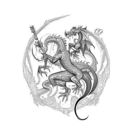 Shoulder Piece Featuring A Ukrainian Cossack Riding A Dragon