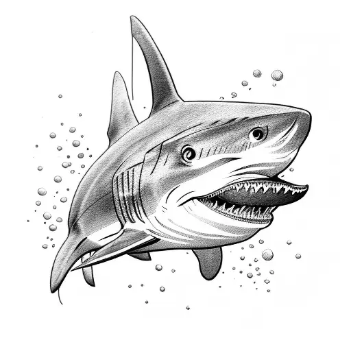 Old School Scuba Diver With Shark