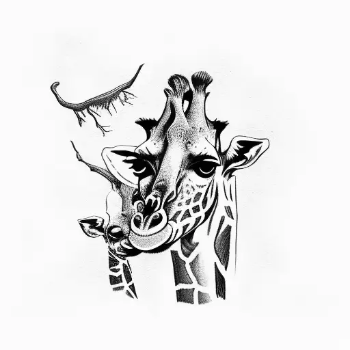 Giraffe And Bonobo Monkey