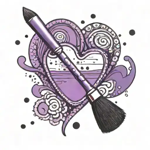 A Vibrant Purple Art Palette With A Heart-shaped Brush Representing Love For Art
