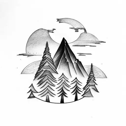 Silouette Of Tress And Mountains Of The Black Forrest