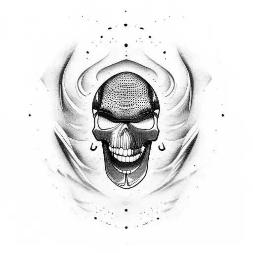 A Judo Fighter Performing A Throw With A Skull Incorporated In The Background