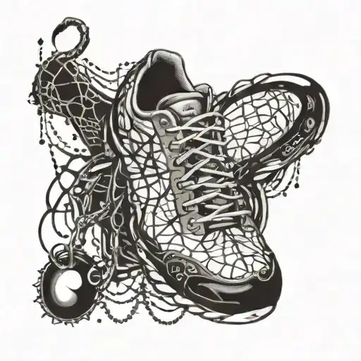 A Gothic Spider Weaving A Web Of Music Notes And Running Shoes