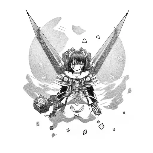 Mechanical Anime Character Holding A Bag Of Money