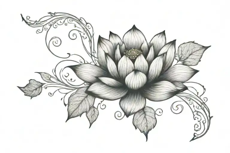 Lotus Flower With Vines Coming