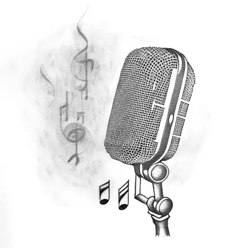 Microphone With Music Notes