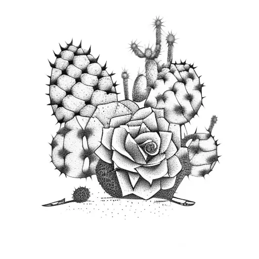 A Spade With A Trail Of Cactus Leading Towards It