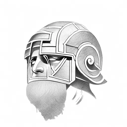 Greek Parthenon Merging With A Spartan Hoplite Helmet