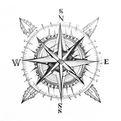 A Compass Intertwined With Cactus Vines