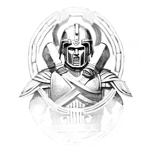 Spartan Hoplite In Battle Stance Standing In Front Of The Greek Parthenon In Athens