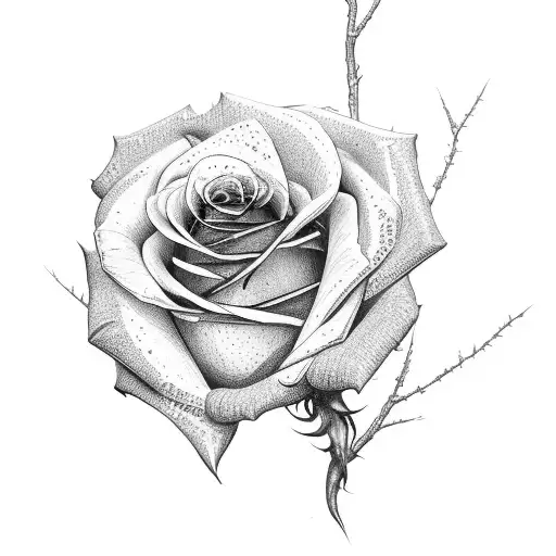 A Branch Of Rose With Root