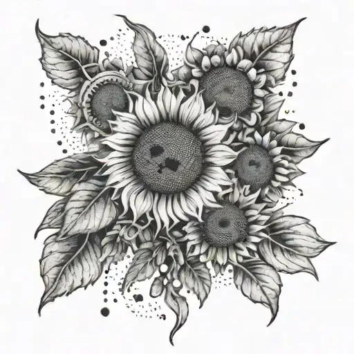 Moon Phases Forming A Pathway Of Sunflowers