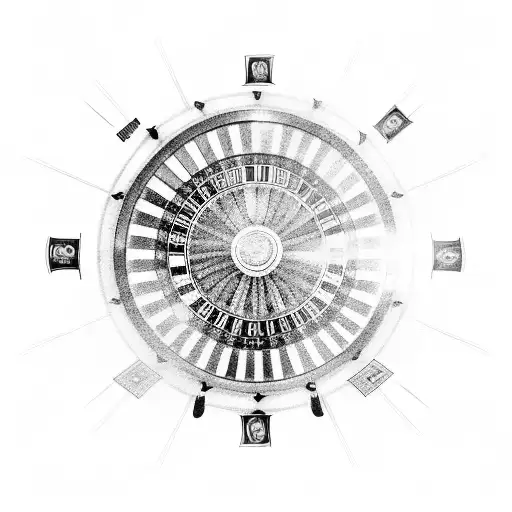 A Roulette Wheel Surrounded By Dollar Bills