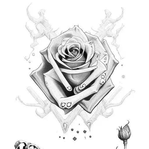 A Hand Of Skeletons With A Rose