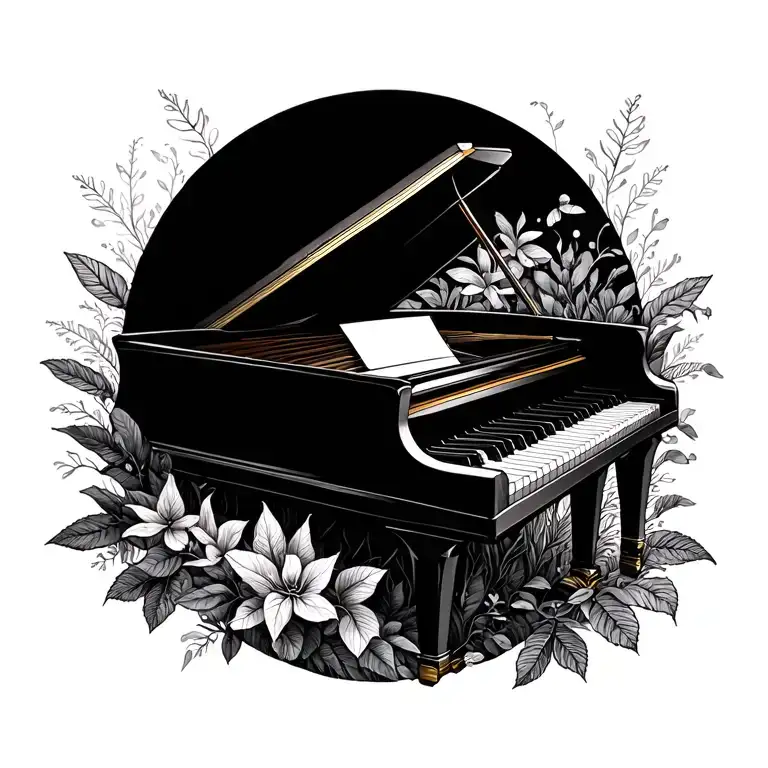 Music Piano Sport Nature Elements Intertwined Representing The Client's