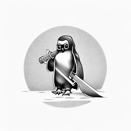 Grim Reaper Penguin Holding A Scythe