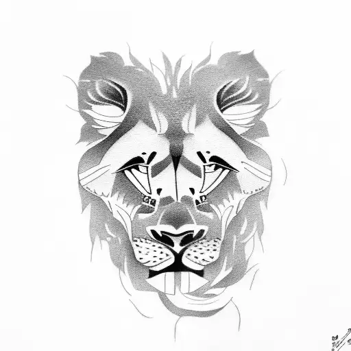 Tattoo Of A Lion Cub Eating Ramen