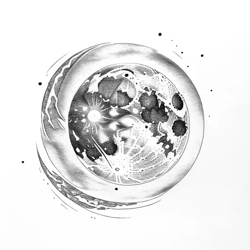 Earths Moon With Water Bending Symbol