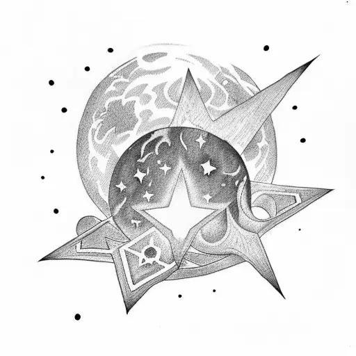 Dark Cresent Moon And A Star