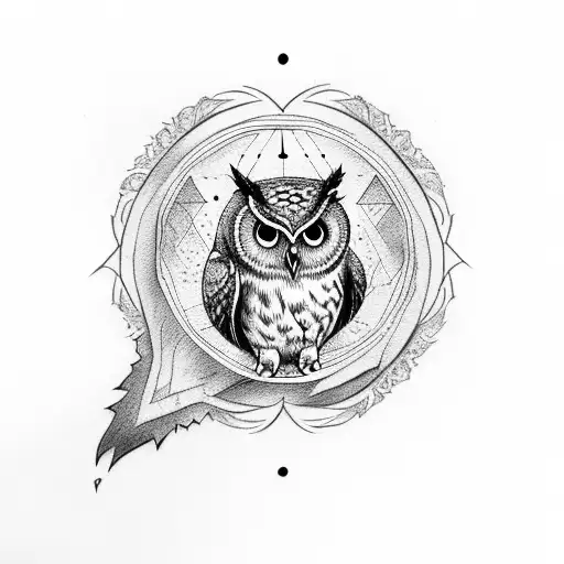 Owl Flying Holding An Hourglass