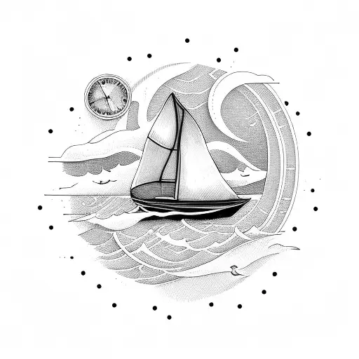 Sailboat On Ocean Waves