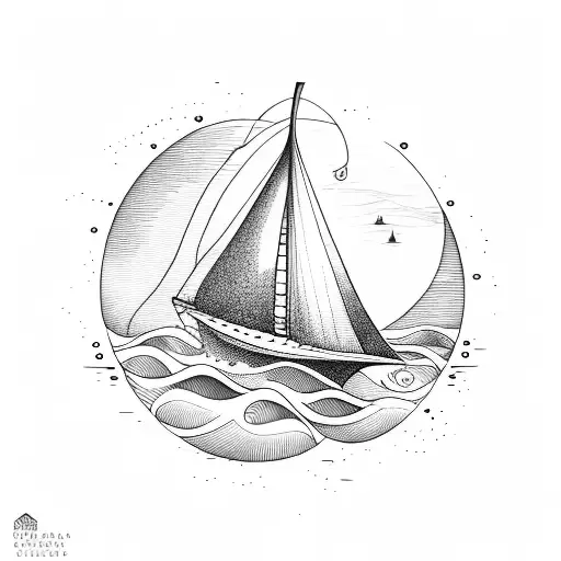 Sailboat On Ocean Waves