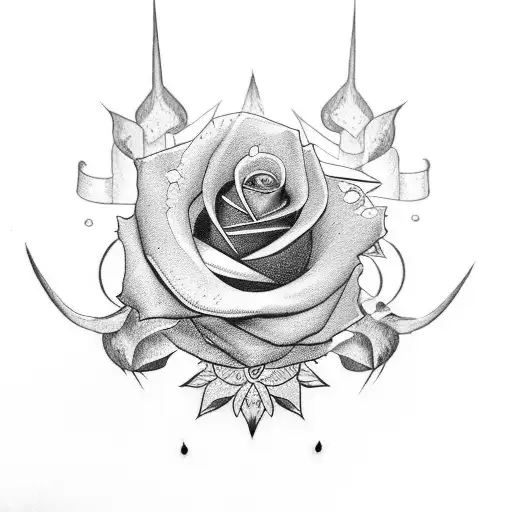 Scottish Tattoo Sword With Rose