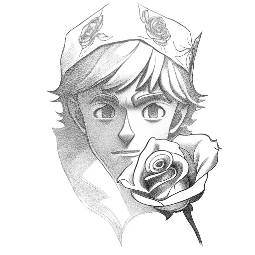 A Black And Grey Portrait Of Peter Pan Holding A Rose With The Venezuelan Flag In The Background