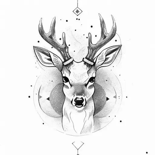 Deer With Zodiacal Sign Cancer And Pisces