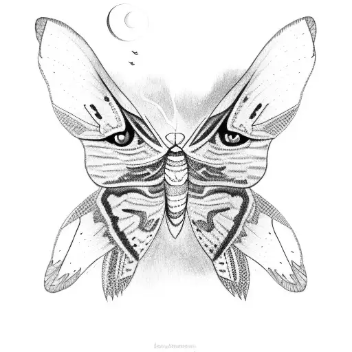 Moth With Cat And Raven Hidden In Wings