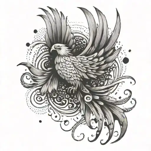 Phoenix With Long Tail And Wings