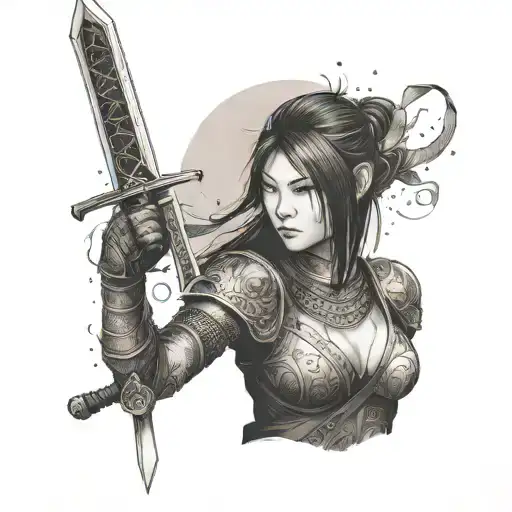 Katana Adorned With Dark Souls Imagery And A Mysterious Girl Silhouette