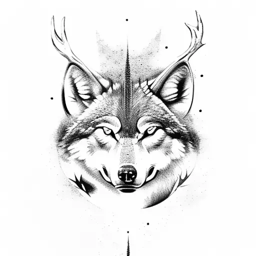 A Fierce Hunting Scene With A Wolf And A Deer