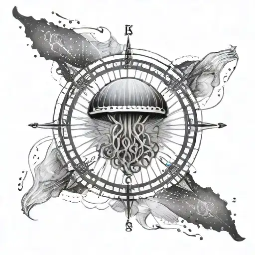 A Compass Jellyfish Compass Rose With Swimming Lanes As The Directions