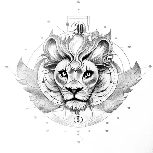 Fairy On Lion With Clock Behinde