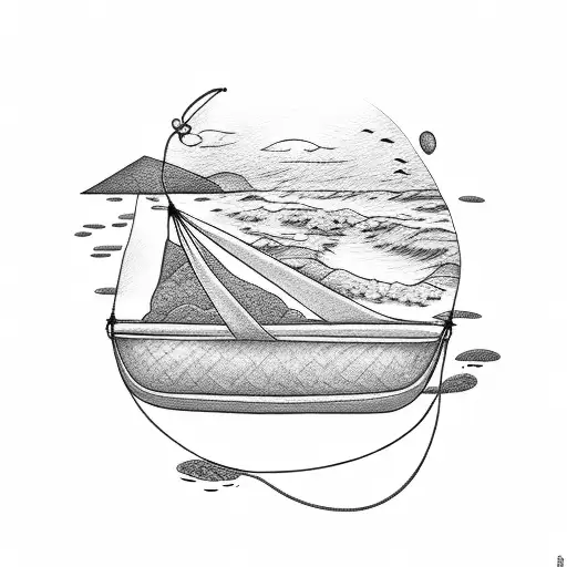 A Peaceful Beach Scene With A Hammock And A Sleeping Cat