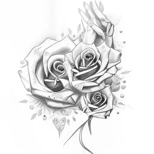 Bible Marys Hands In A Prayer With Roses