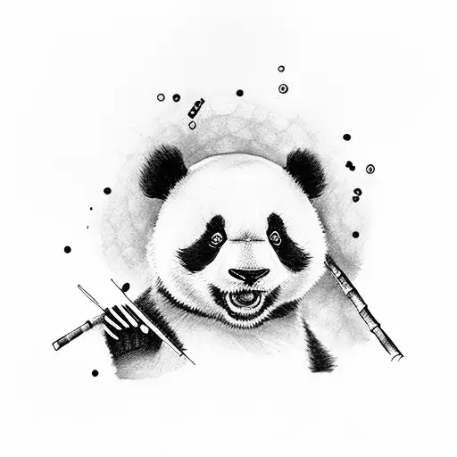 Cute Panda With Bamboo