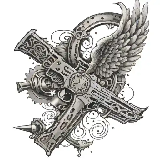 Angel Wings Surrounded By Guns
