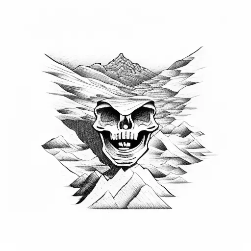 Skeleton Hiking In The Mountains On A Trail