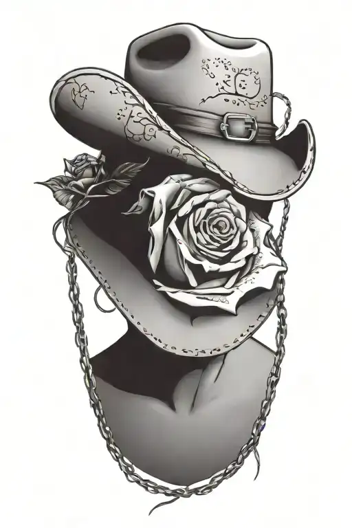 Cowboy Hat With A Rose Intertwined With Barbed Wire
