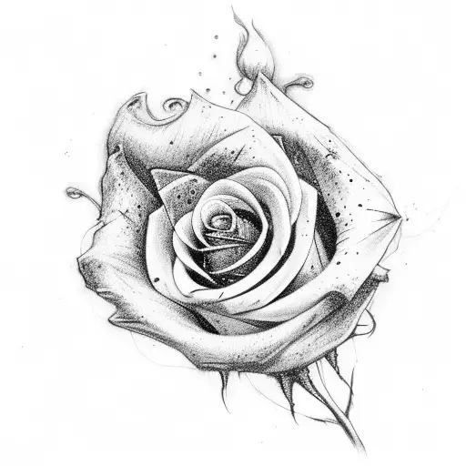 Girl Apocalyptic Red Rose Black And White