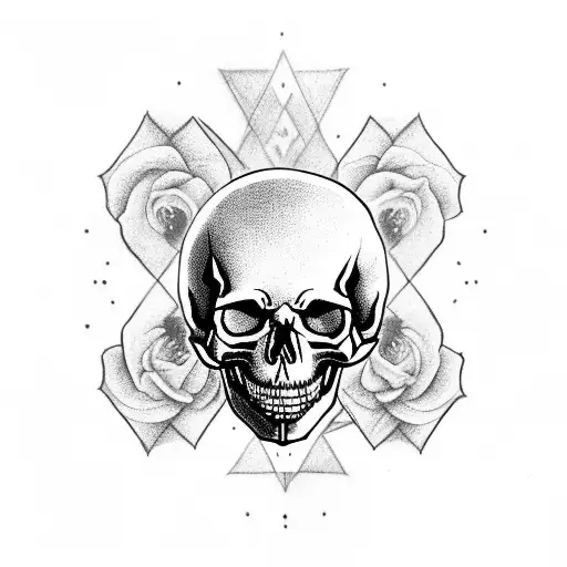 3 Skulls Diagonally To The Right With Flowers And Things To Fill Up Space