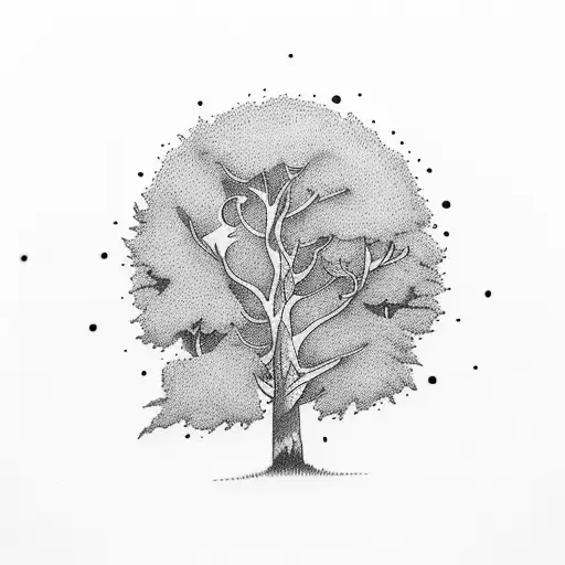 Rowan Tree On Hill With Owl