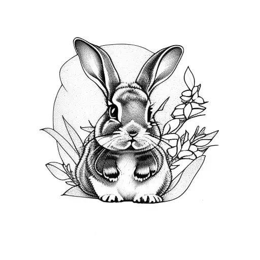 Baby Bunny Eating A Flower