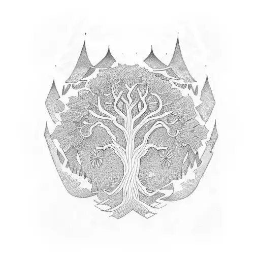 Family Tree With Intricate Patterns And Symbols