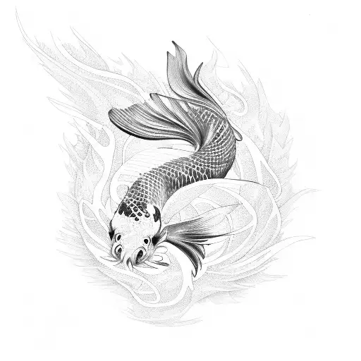 Koi Fish And Phoenix Bird