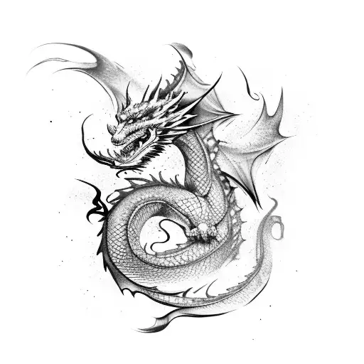 Dragon With Ink Splash