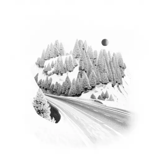 A Mesmerizing Black And White Design Of A Winding Road Disappearing Into The Horizon